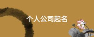 個(gè)人公司起名