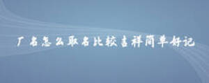 廠名怎么取名比較吉祥簡單好記