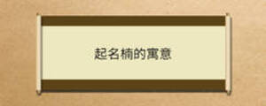 起名楠的寓意