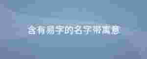 含有易字的名字帶寓意