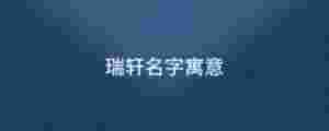 瑞軒名字寓意