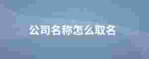 公司名稱怎么取名