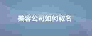 美容公司如何取名