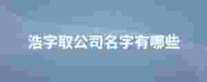 浩字取公司名字有哪些