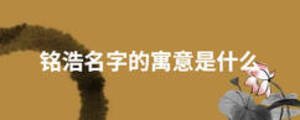 銘浩名字的寓意是什么
