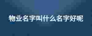 物業名字叫什么名字好呢