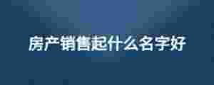 房產銷售起什么名字好