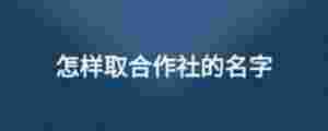 怎樣取合作社的名字