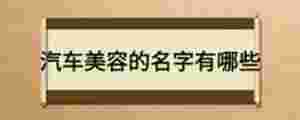汽車美容的名字有哪些