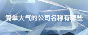 簡單大氣的公司名稱有哪些