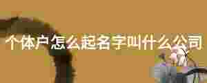 個體戶怎么起名字叫什么公司