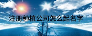 注冊種植公司怎么起名字