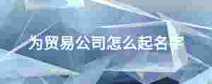為貿(mào)易公司怎么起名字