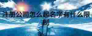 注冊公司怎么起名字有什么限制