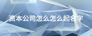 資本公司怎么怎么起名字