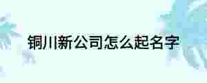 銅川新公司怎么起名字