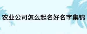 農業公司怎么起名好名字集錦