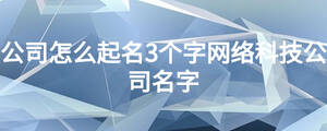 公司怎么起名3個字網絡科技公司名字