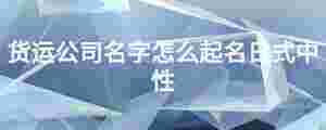 貨運公司名字怎么起名日式中性