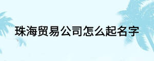 珠海貿(mào)易公司怎么起名字