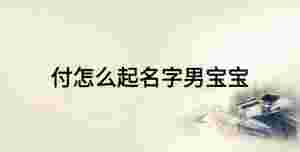付怎么起名字男寶寶