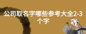 公司取名字哪些參考大全2-3個字