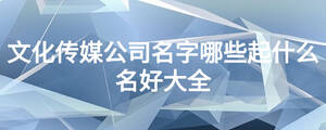 文化傳媒公司名字哪些起什么名好大全