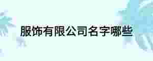 服飾有限公司名字哪些