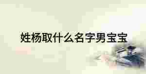 姓楊取什么名字男寶寶