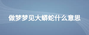 做夢(mèng)夢(mèng)見大蟒蛇什么意思