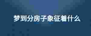 夢到分房子象征著什么