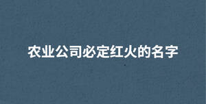 農(nóng)業(yè)公司必定紅火的名字