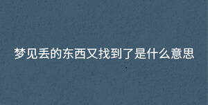 夢(mèng)見(jiàn)丟的東西又找到了是什么意思